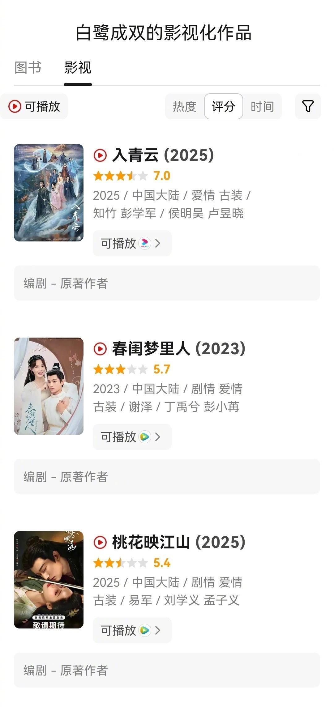 白鹭成双的影视化运气总算回暖[并不简单]连遇两个低谷后，靠《入青云》扳回一城[赞