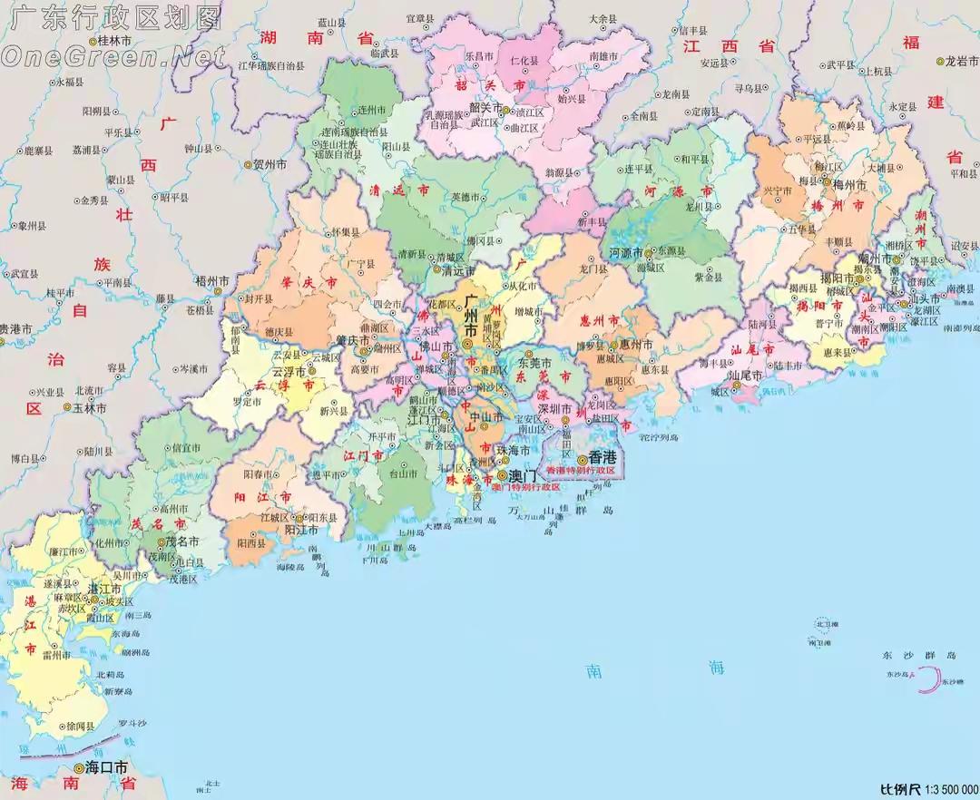 广东省亟待改革创新调整行政区划，设置16个，设置：广州市（省会、副省级市原7