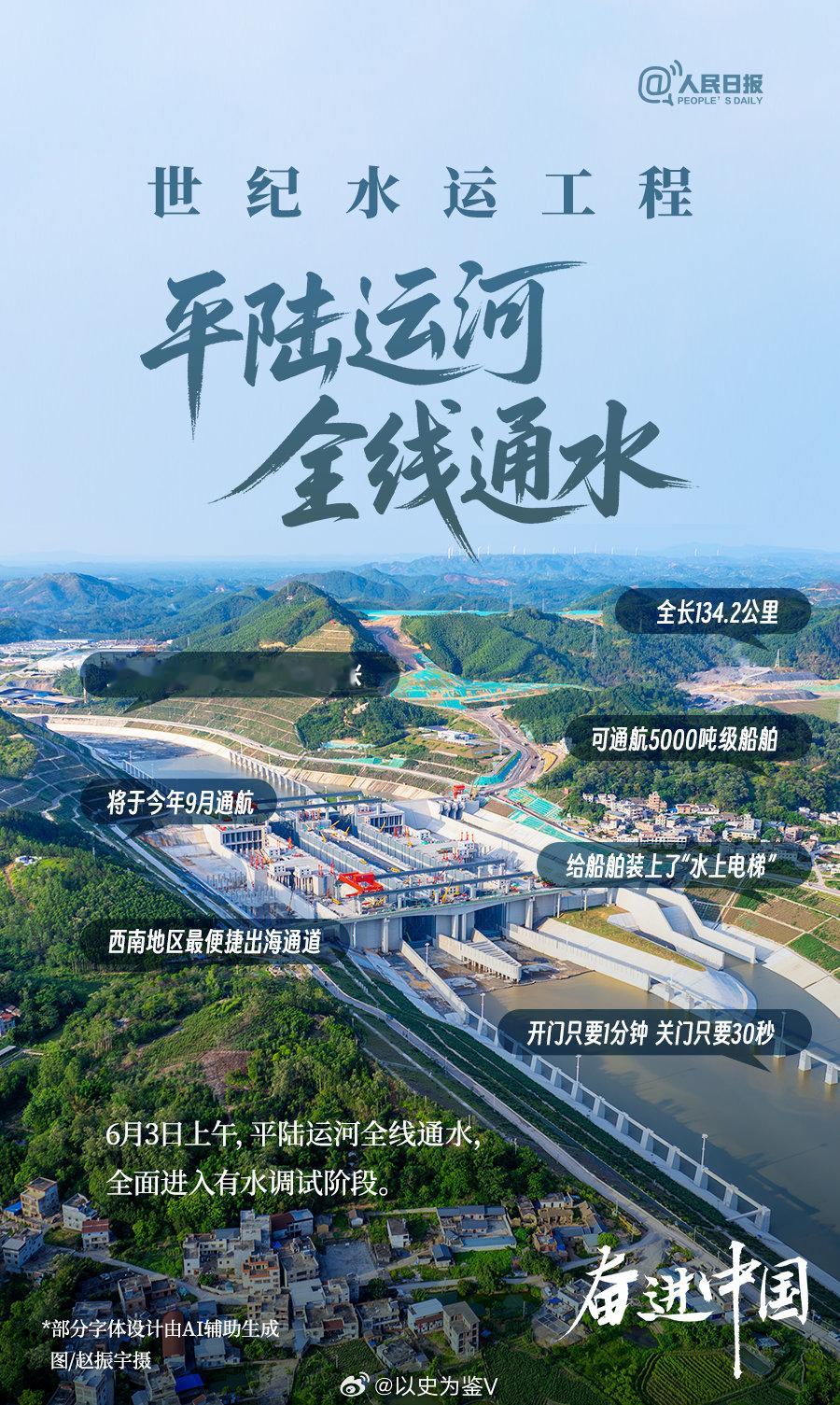 平陆运河今日全线通水卧槽，平陆运河通水了？！平陆运河预计今年9月通航这真是开天