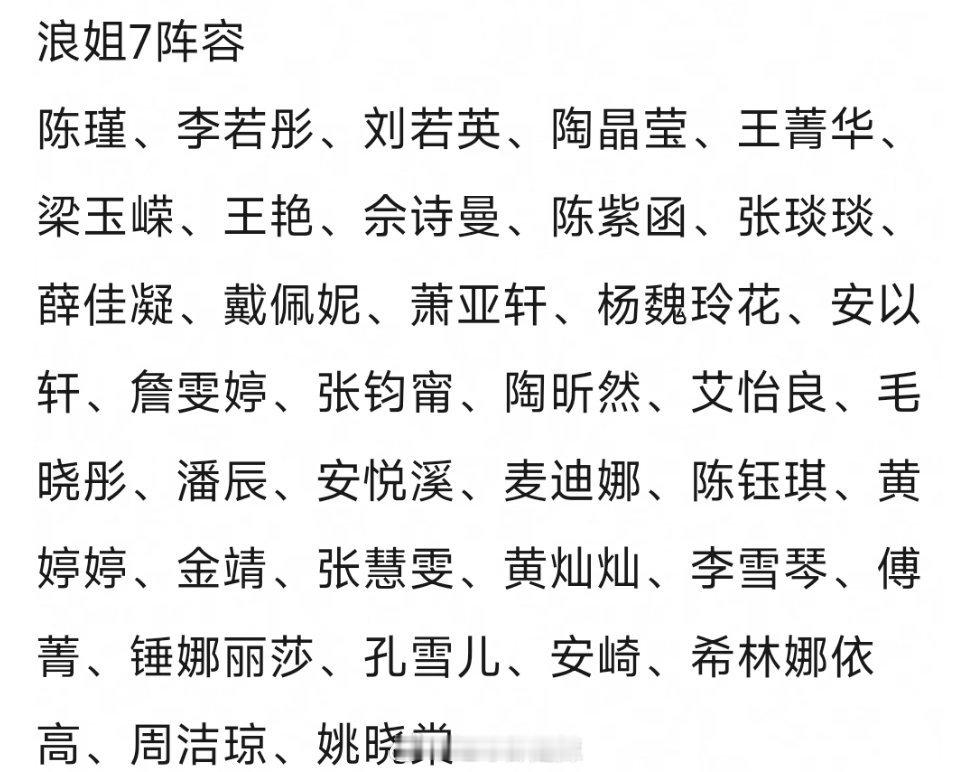 浪姐7嘉宾阵容​​​