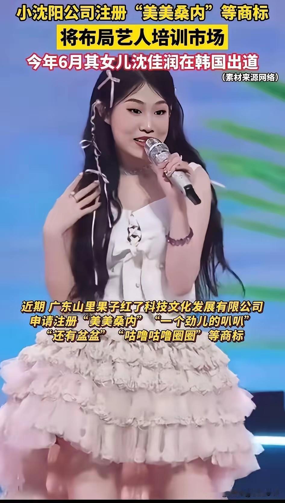 我觉得小沈阳以及他的女儿还是挺有商标意识的，马上就把他女儿的著名歌曲美美桑娜等等