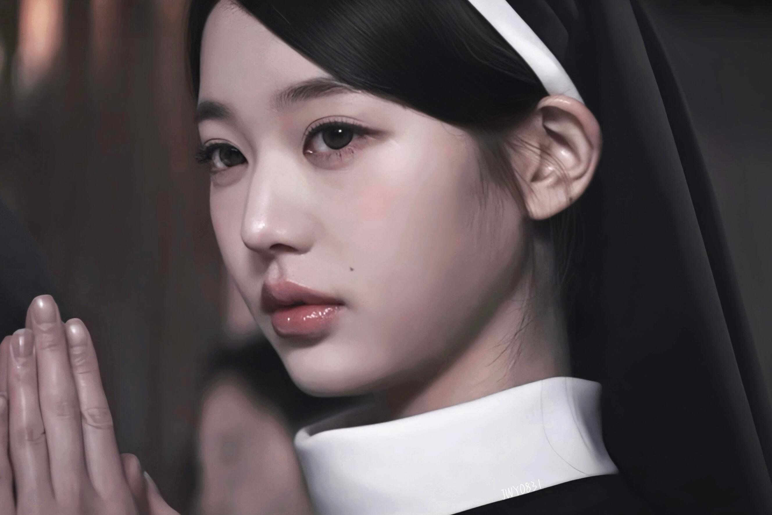 修女圆有一种假悲悯的感觉（褒义）看似是修女其实是反派女鬼人怎么能漂亮成这样