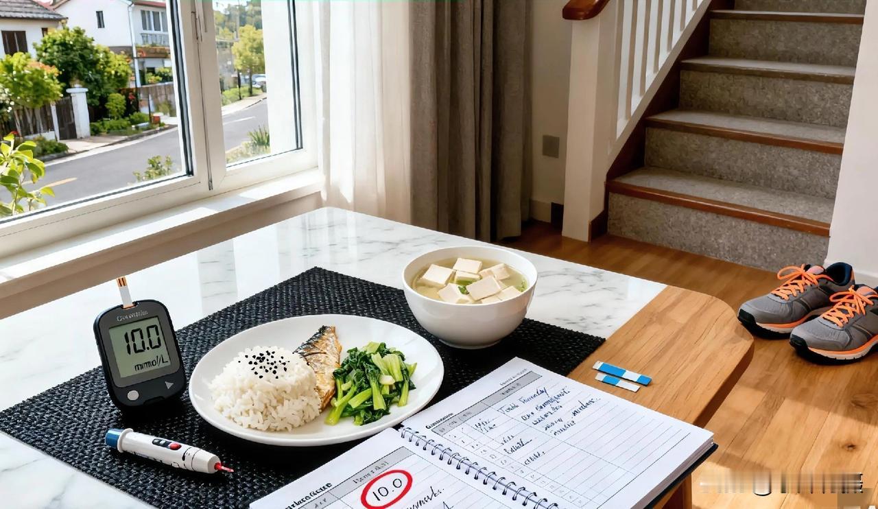 晴周三中午在家里吃完午饭，歇了会儿就赶紧测了血糖，屏幕上跳出10mmol