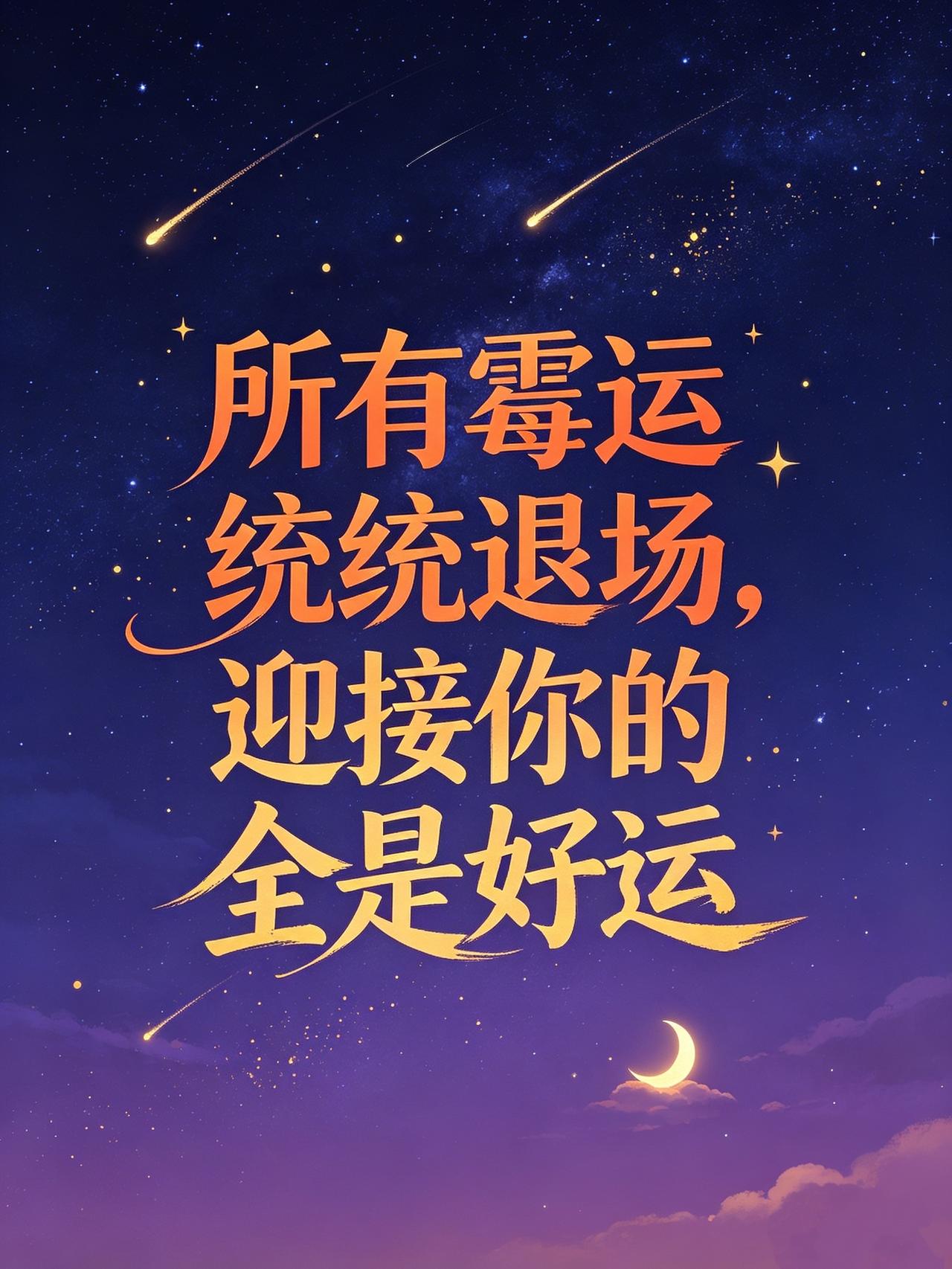 别再等改天，好运从今天起就要登门。所有霉运统统退场，迎接你的全是好运！过