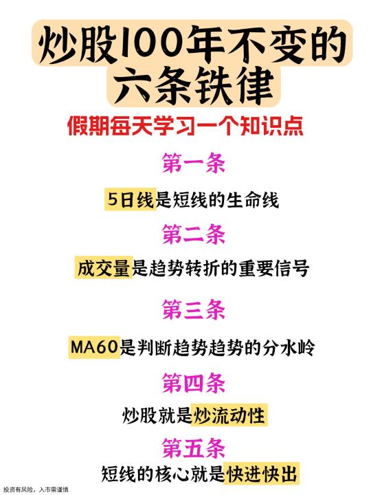 炒股100年不变的铁律‼️