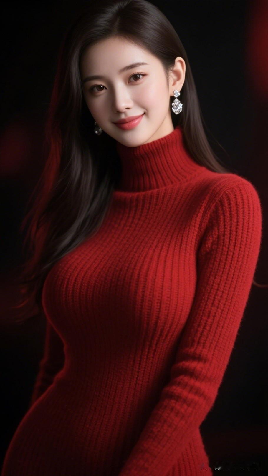 红衣美人笑，玉佩映秋光。哪种类型的美人是漂亮的?冬日穿搭指南红色高领毛衣搭配