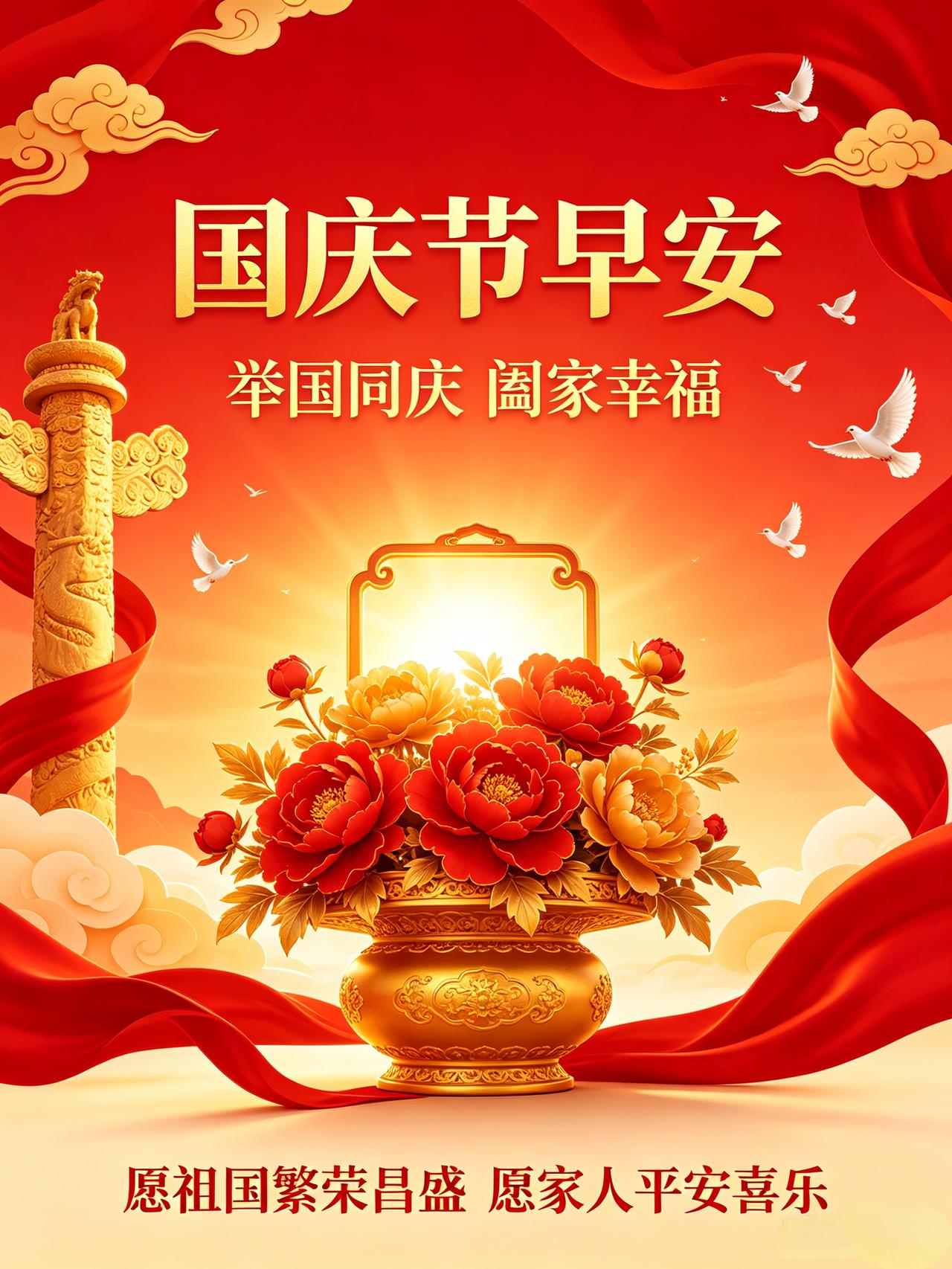 ²⁰²⁶/₁₀.₀₁🌞早上好🌹🇨🇳国庆节快乐，十月你好！金秋迎国庆，