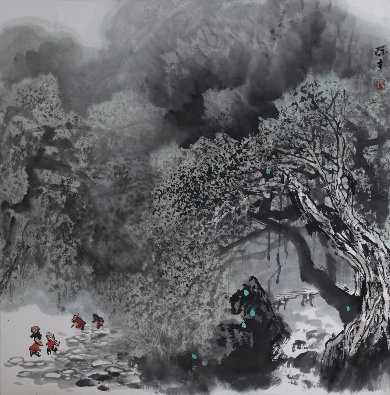 人民日报海外版：空灵中深蕴南方意境。作画“三难”中“密易疏难”的“难”，在