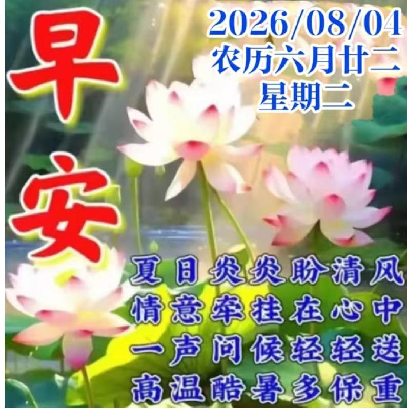 朝阳升起迎新日，周二清晨问声好；健康快乐伴随你，福气满满到一天；新日新篇