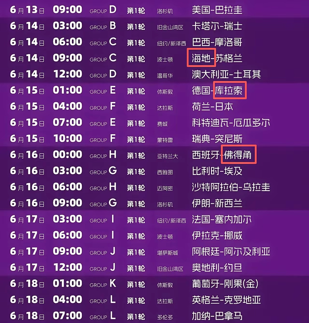 我翻了一眼世界杯名单，越看越窝火。不是说比赛时间不行，是那些参赛国——海地、佛得
