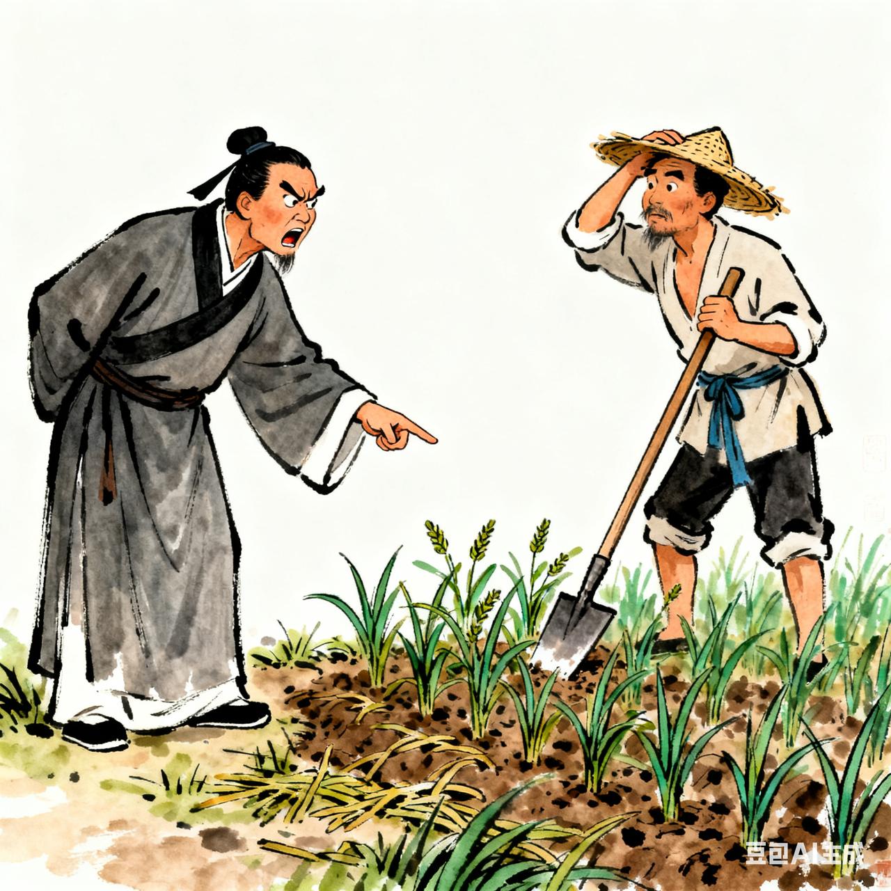 古代笑话地主见长工李四干活时总哼小曲，就找茬：“你倒清闲，地里草都