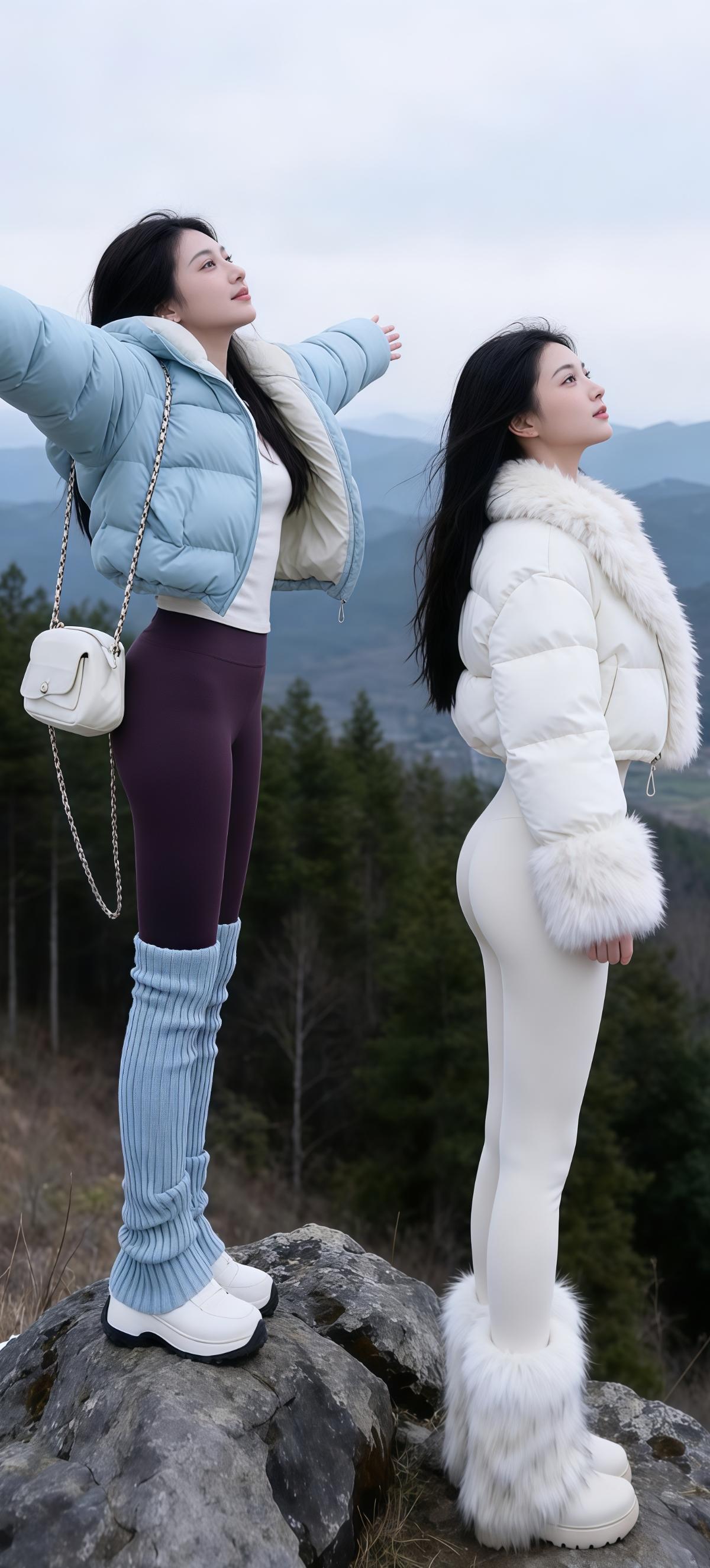 冬日山顶姐妹照，保暖又时尚！