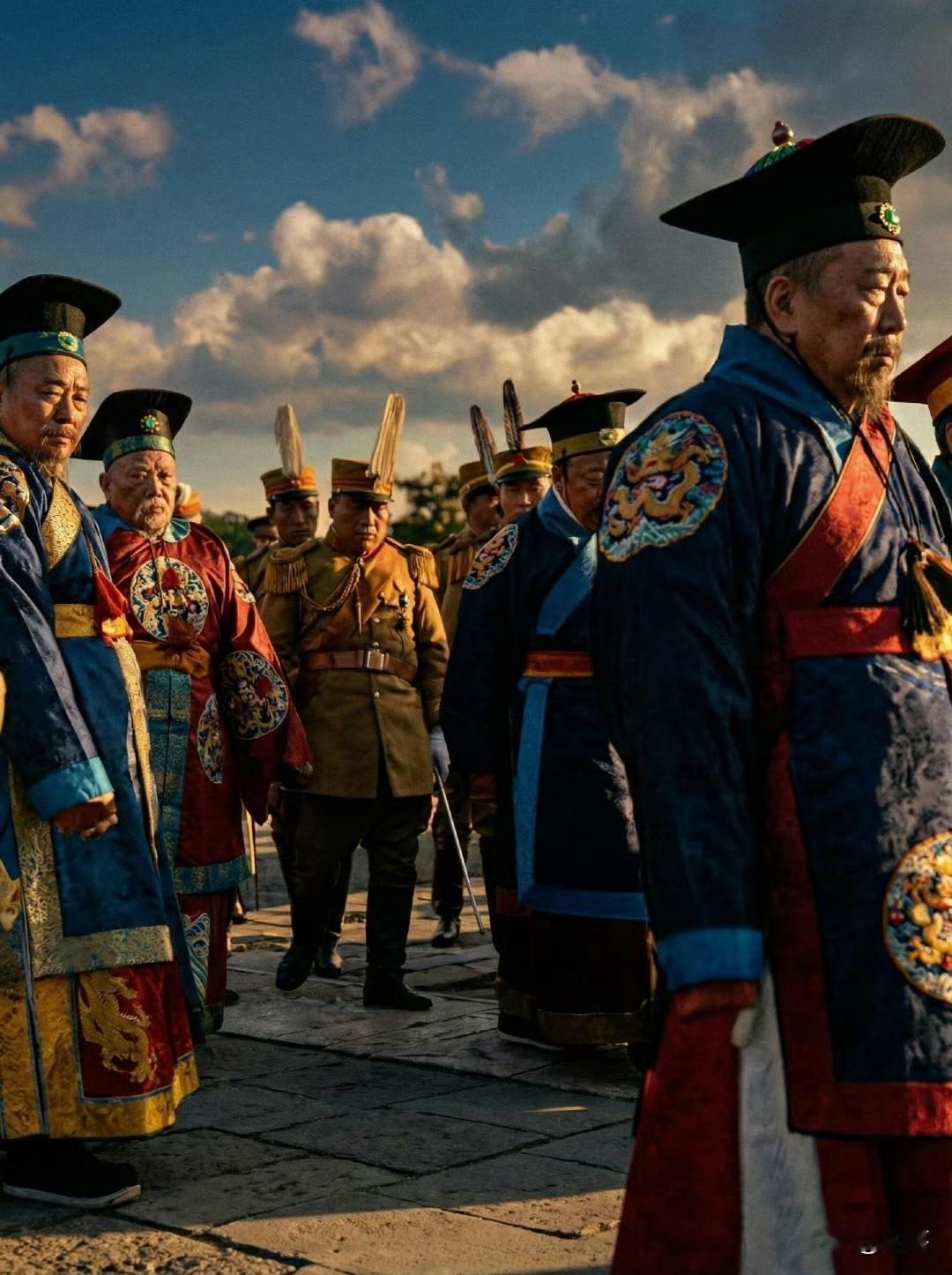 高清修复上色处理1915年袁世凯登基复辟照片。有种不伦不类的感觉。