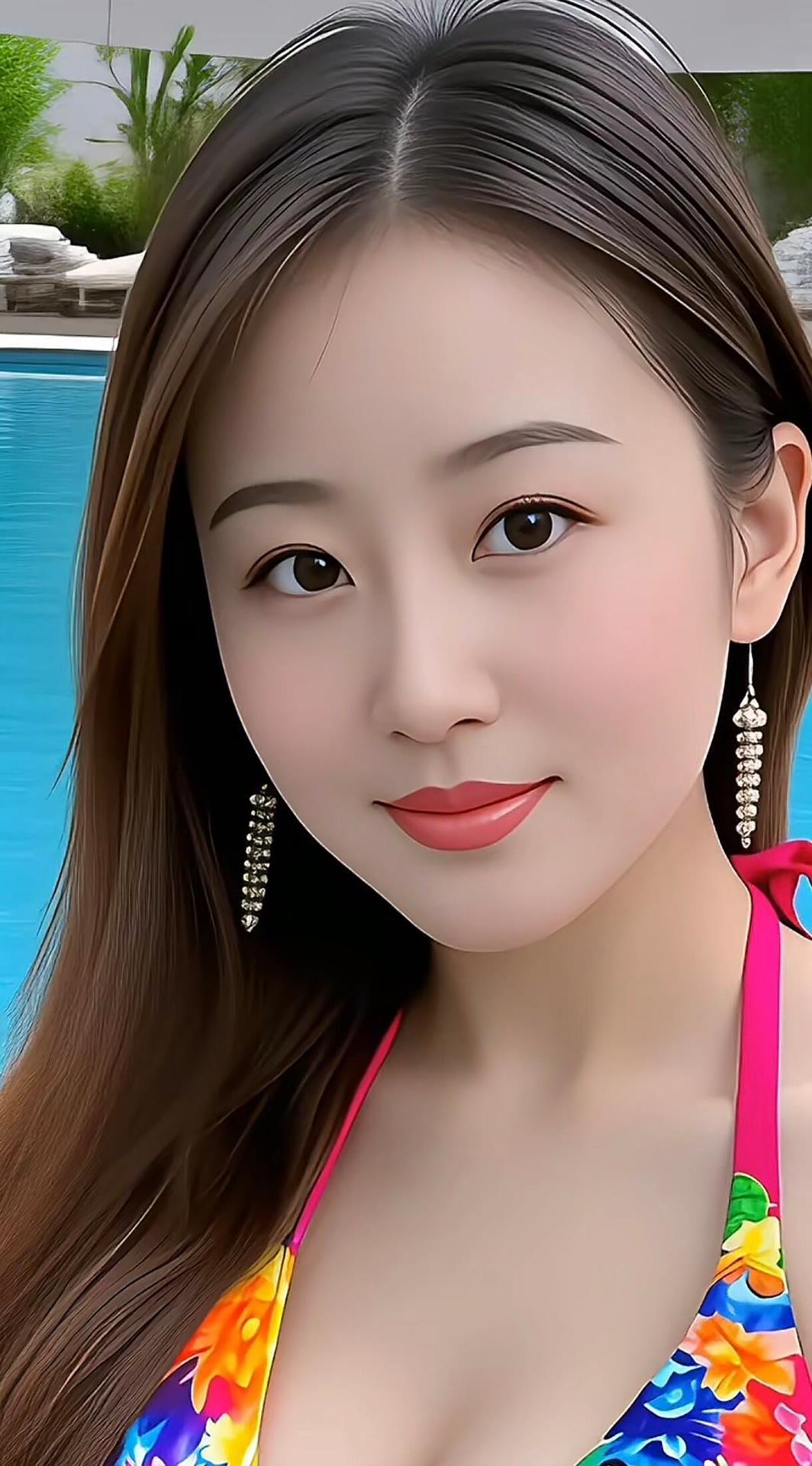 夏日泳池派对，美艳动人，闪耀耳环，花裙飘逸