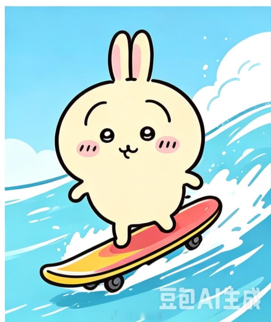 动漫吉伊卡哇灵感共创夏日企画跳伞、骑车和滑板，乌萨奇速度都是蹭蹭的快！图片由a