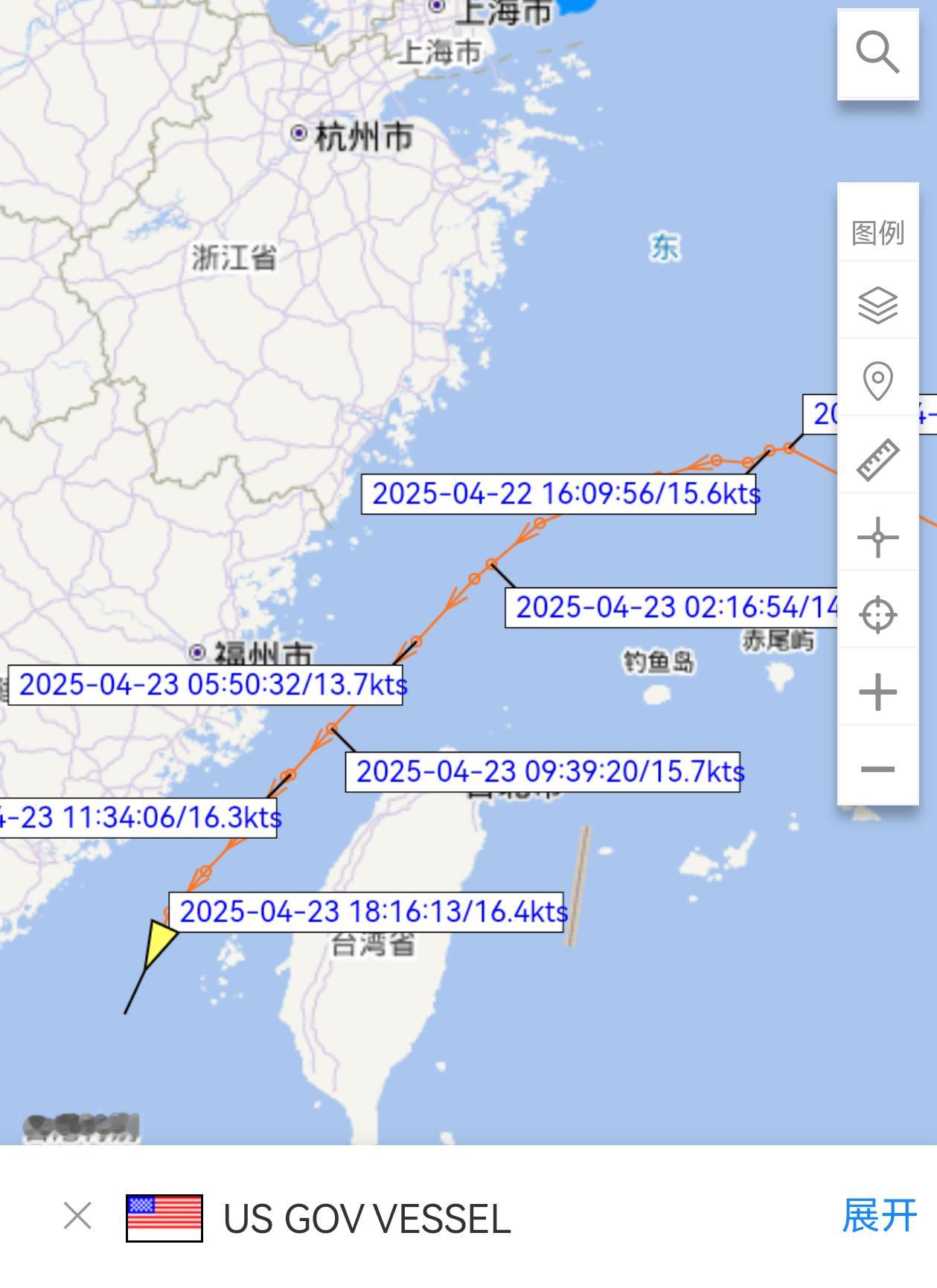 穿航台湾海峡的美海军威廉·P·劳伦斯号驱逐舰(DDG-110)目前已经抵达澎湖列
