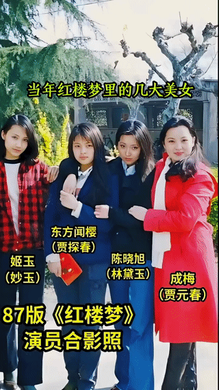 这是央视87版《红楼梦》几名美女演员的合影老照片。当时正值青春年华的她们，看起