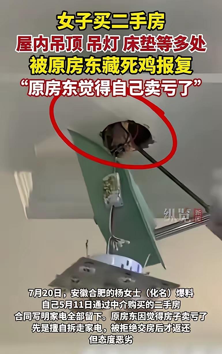 “太缺德了”安徽，一女子买了套二手房准备入住，刚开门就被刺鼻腐臭味熏到，拆开吊顶