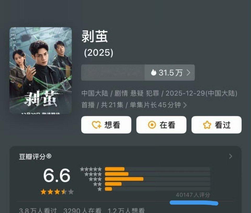 我实属是没想到罗云熙的那部剧的豆瓣评分人数都比《玉茗茶骨》高因为我觉得图二那部根
