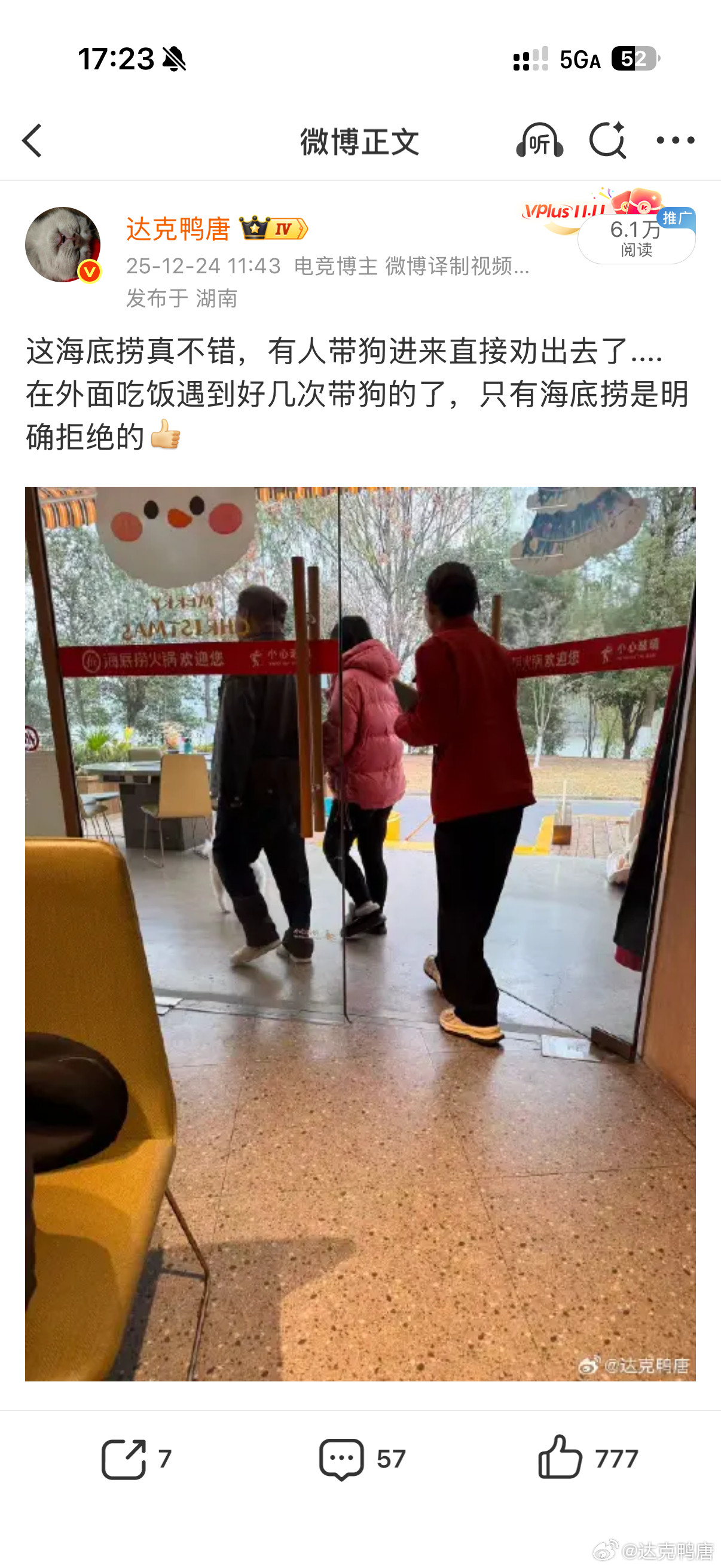 海底捞门店回应小狗上桌吃蛋糕我去年刚夸过海底捞不接待带狗的人，结果今天就打我脸了