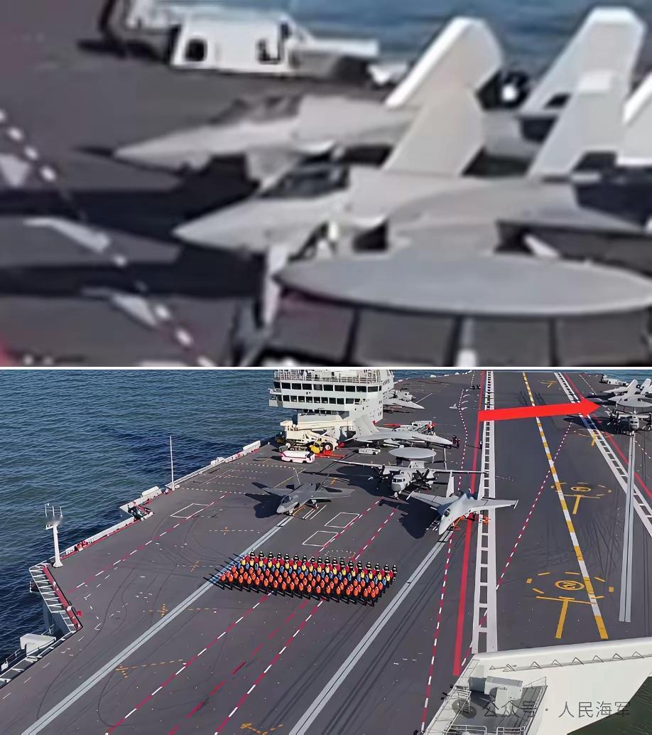 网友的眼睛太尖了吧！歼-35舰载版机翼折叠终于露出整容。话说“福建”舰航母战斗群