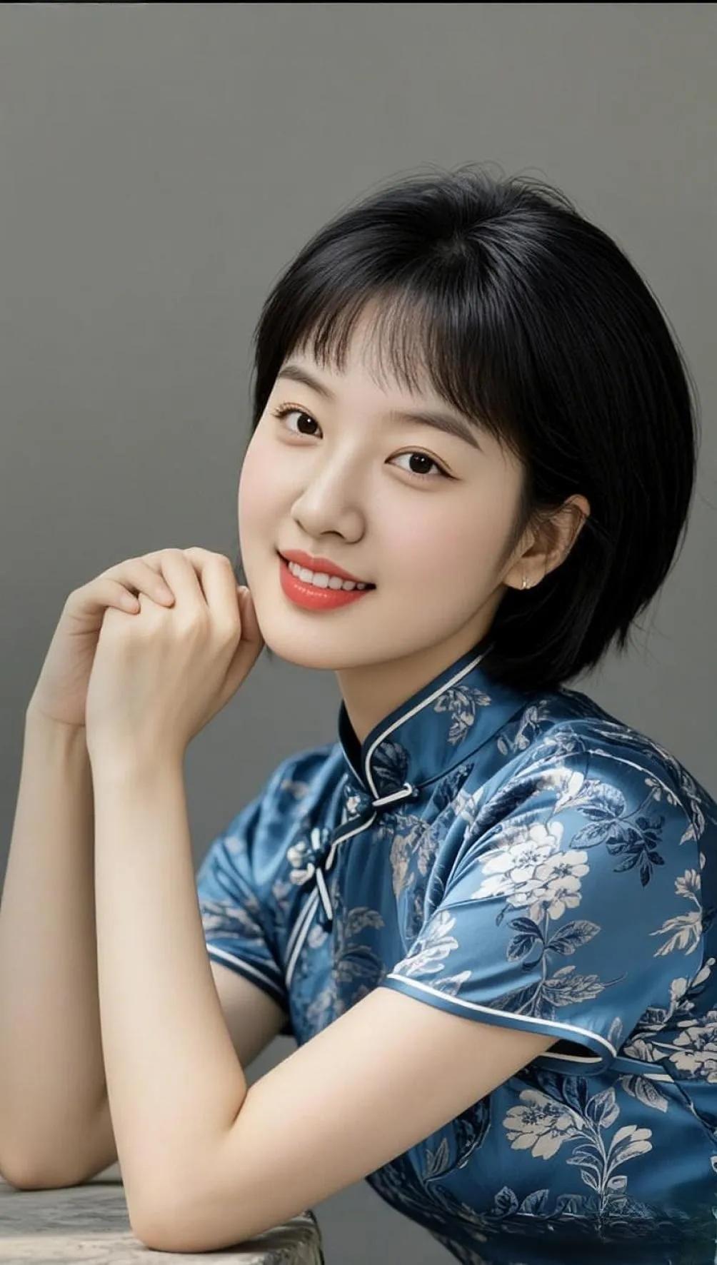 温柔甜美的蓝花旗袍，少女心满满！🌸💕