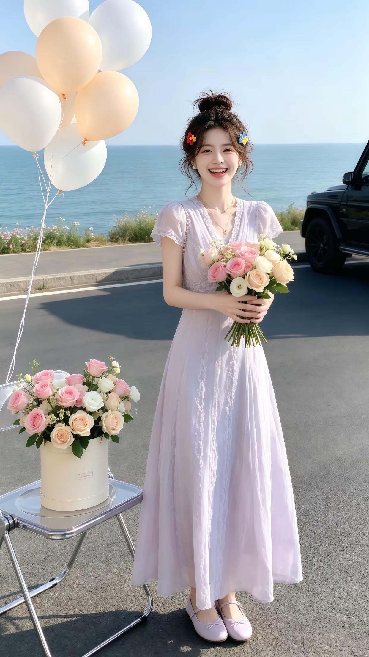 气质仙女裙甜美穿搭无法拒绝温柔感小裙子显瘦浅紫色连衣裙温柔纯欲风穿搭分享