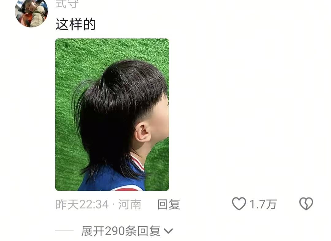 看这发型我就知道是个熊孩子