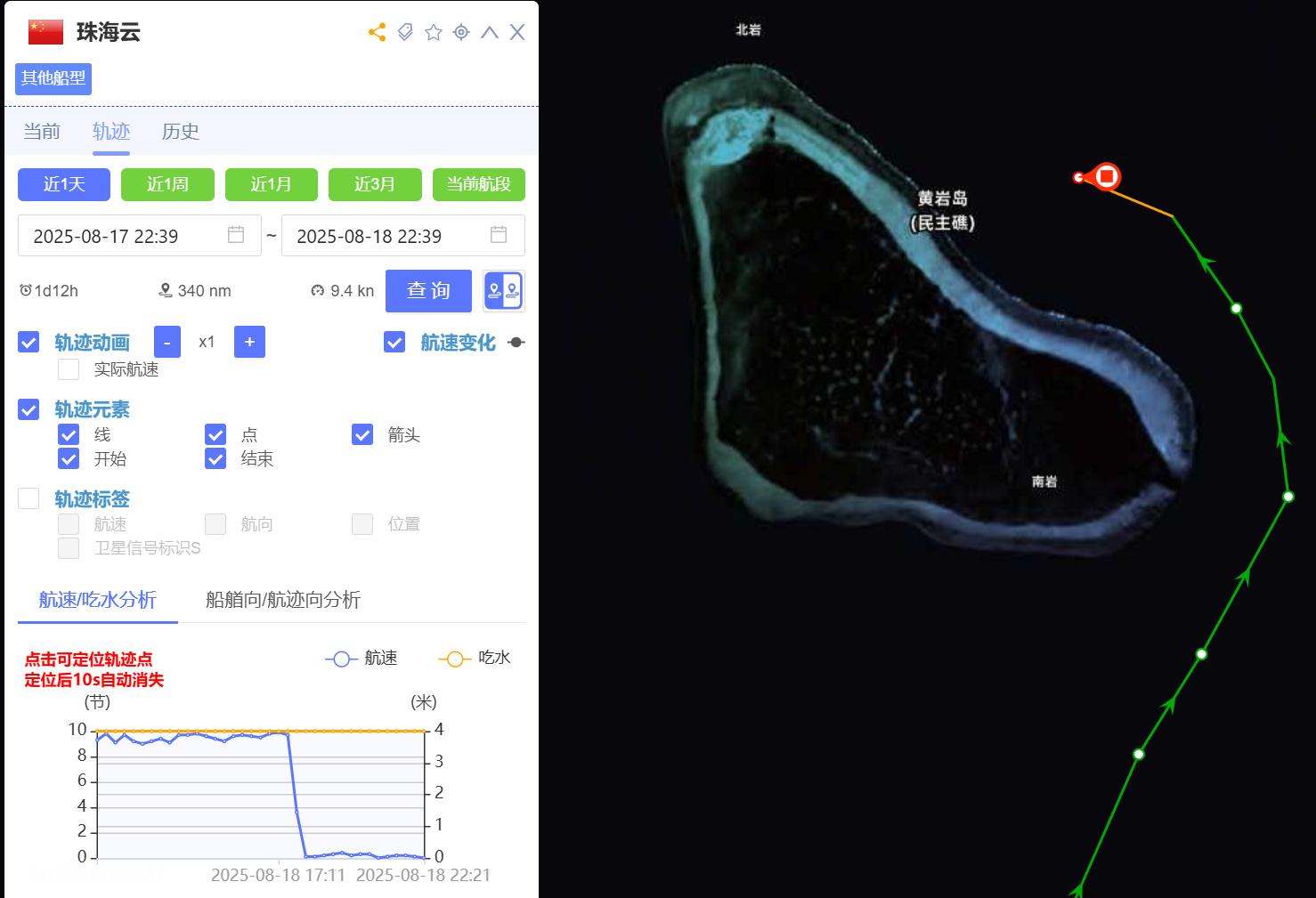 又一艘科考船抵达黄岩岛，这是真要填岛了？根据船只AIS信号显示，8月18日，“珠