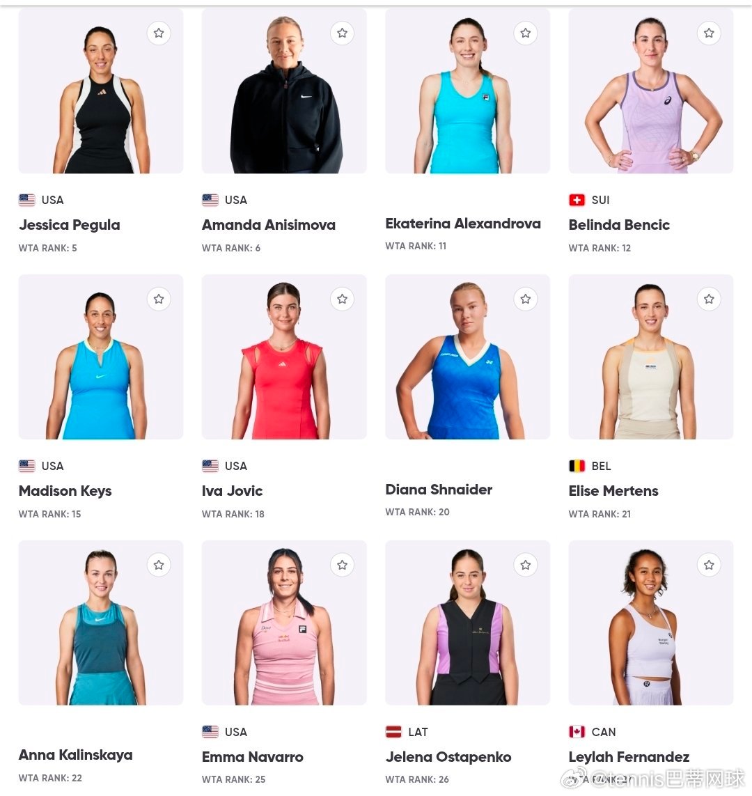 王欣瑜报名查尔斯顿查尔斯顿站的参赛阵容一如既往地强大。佩古拉、阿尼西莫娃、王欣瑜