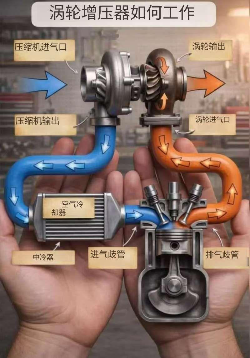 涡轮增压器原理科普你以为涡轮，就只是换挡时那声“咻咻”的酷响，还有引擎盖下