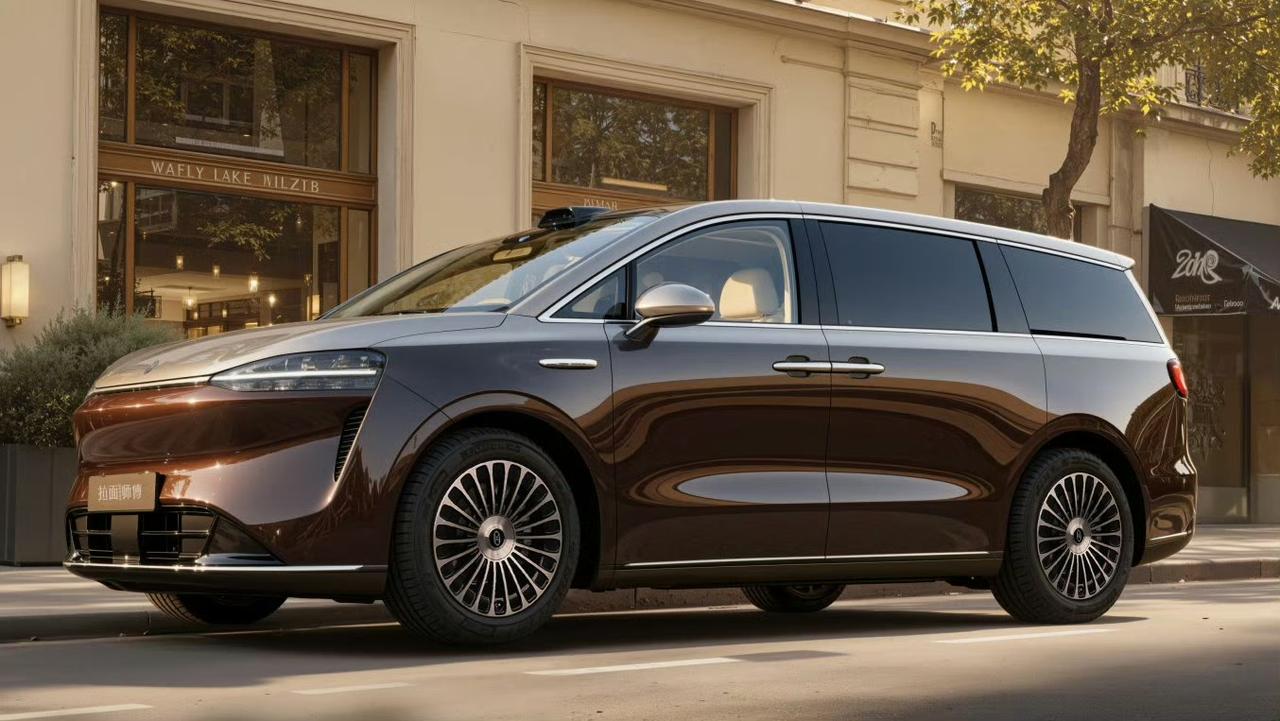 智界V9一看就是鸿蒙智行出品，熟悉的前脸设计+星河璀璨般的车尾灯，图一的双色车身