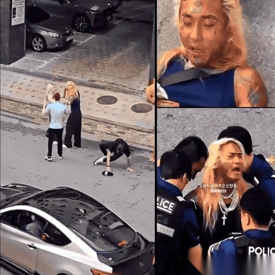 大清早6点，平泽街头直接上演了一出离谱的“美籍真人快打”。一头飘逸金发、满身花
