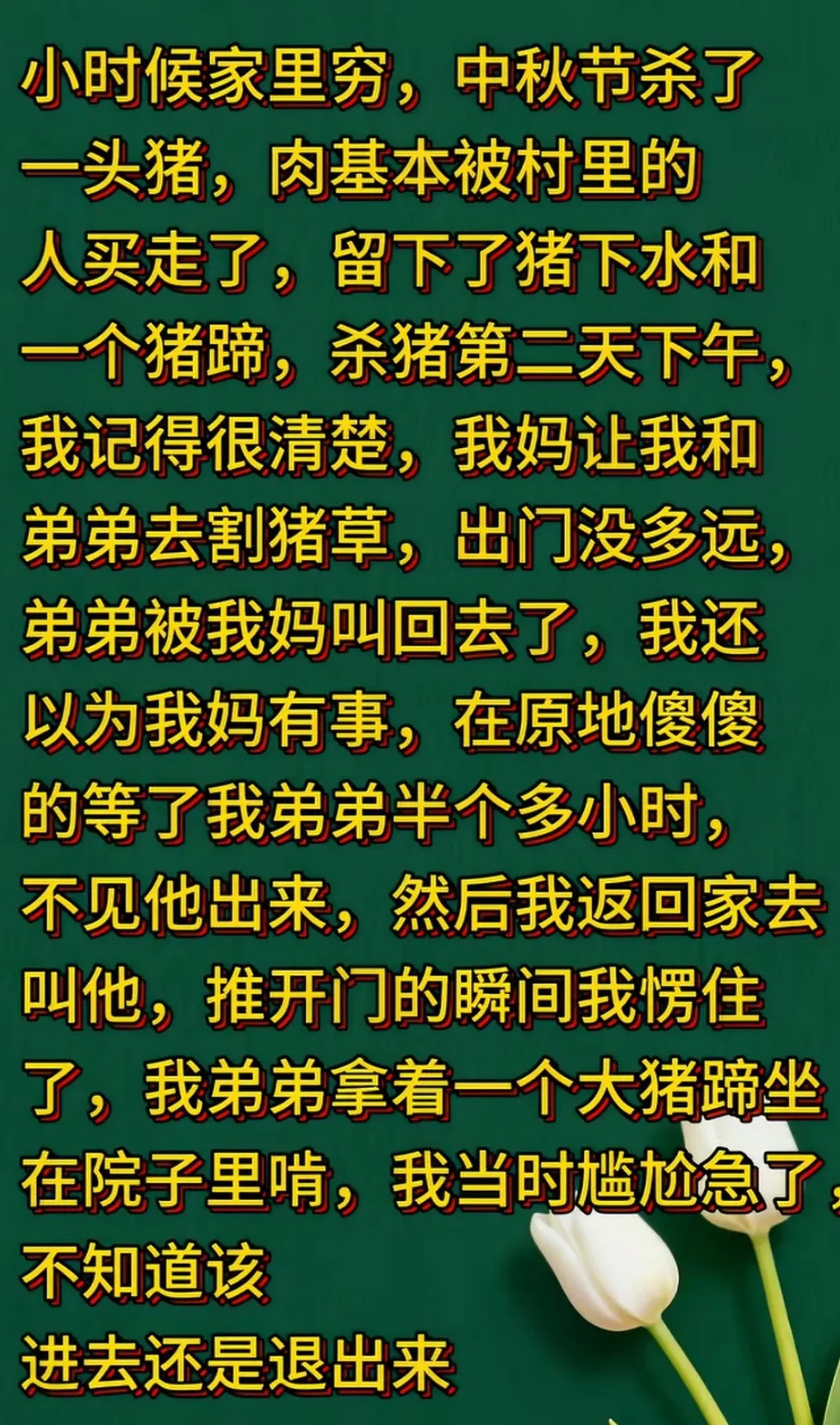 这样的记忆一辈子也不会忘。