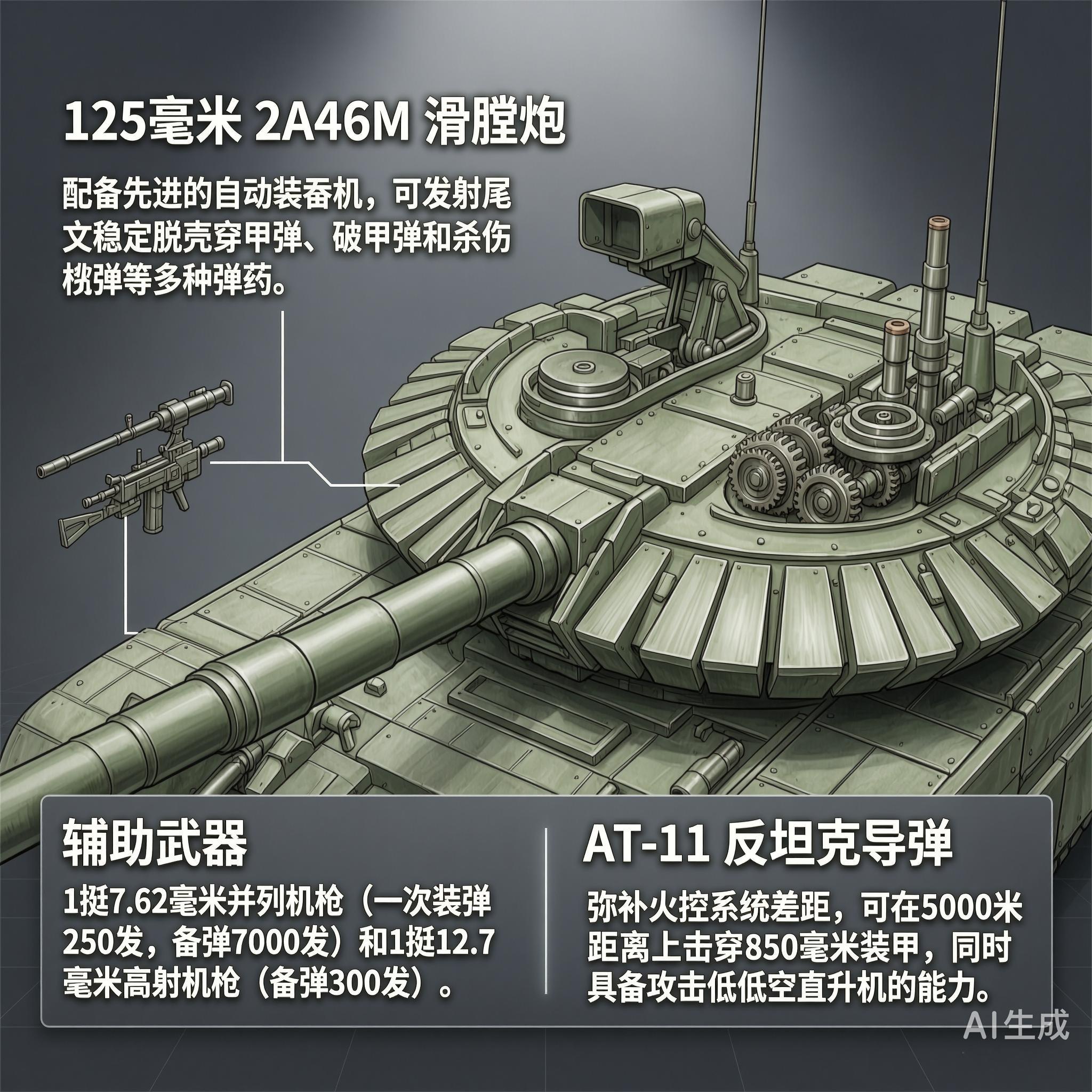军事ai新视野俄罗斯T-90主战坦克`T-90坦克是俄罗斯于20世纪90年代研