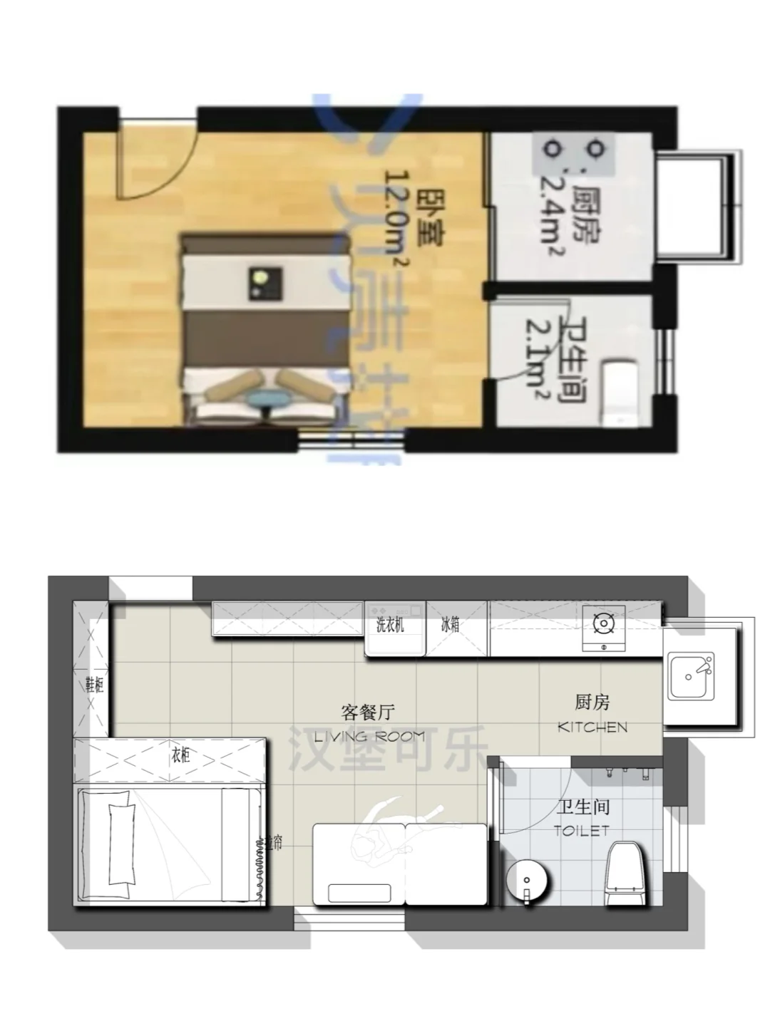 户型优化/小户型一居室平面方案设计