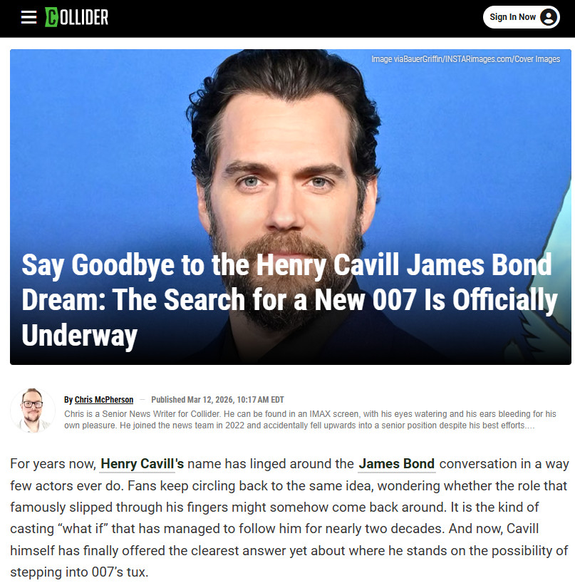 「男人节创办人」亨利·卡维尔不会饰演新任007！亨利·卡维尔（HenryCa