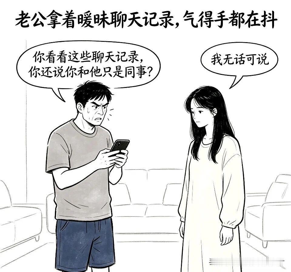 趣味漫画:男人攥着手机里的暧昧聊天记录，气得双手发抖：你自己好好看看这些聊天记录