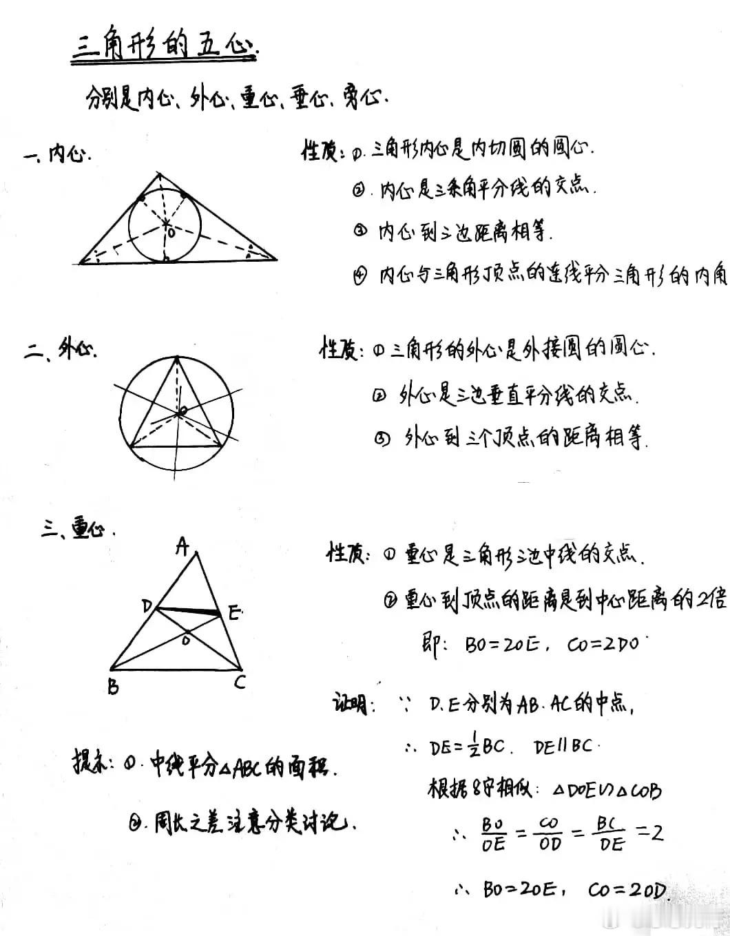 原来学习好的同学，都是这么学习，初中数学三角形的“五心”！总结得真好！