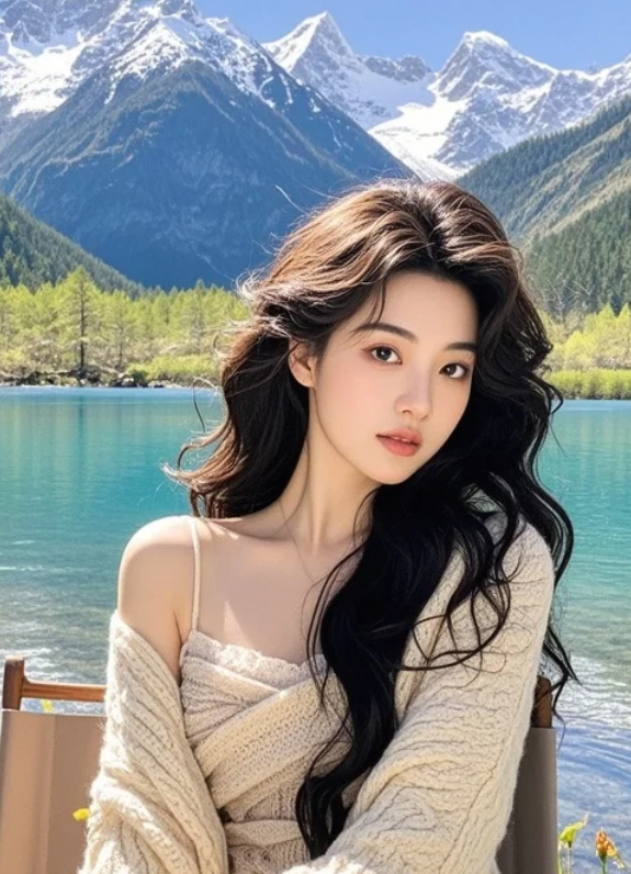 这张湖边写真太美了！网友：求原图+求拍摄地+求穿搭