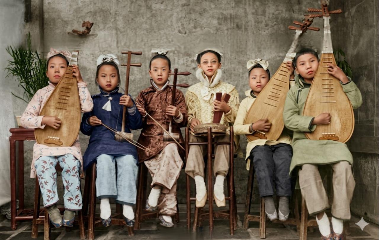 1915年，一群来自贫困家庭的女童，正被迫在妓院中为客人弹唱。她们被卖到妓院，