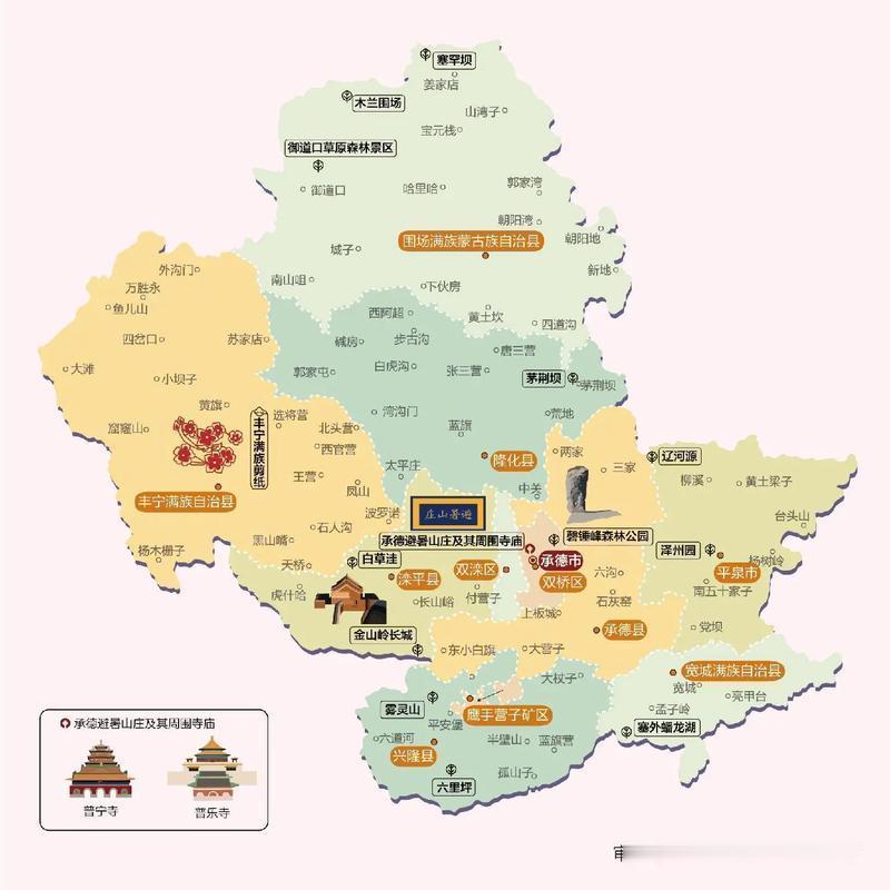 河北省地级市:承德5A景区:1、避暑山庄及周围寺庙2、金山岭长城