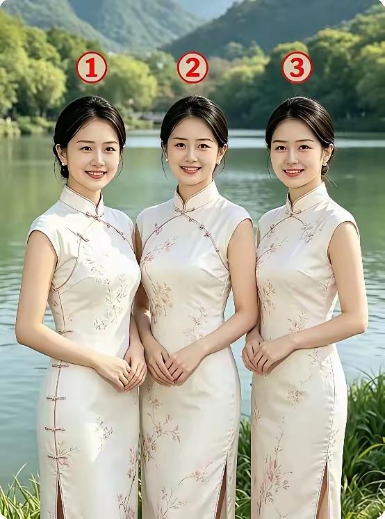 三位美女气质优雅，白色旗袍凹陷身材曲线，高贵典雅，友友们：你们更喜欢哪一位呢？