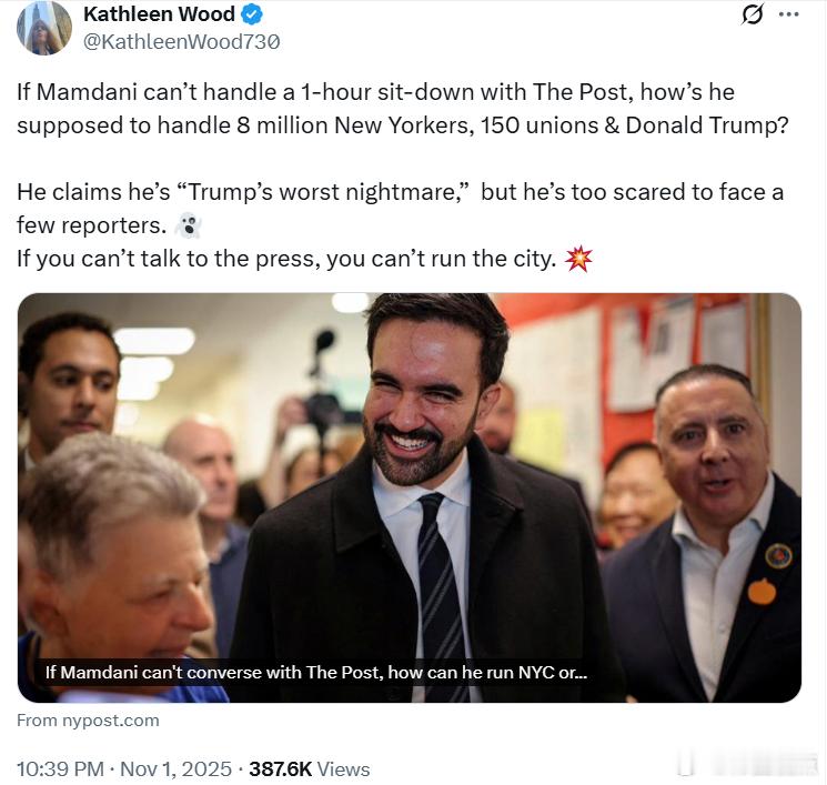 “如果曼达尼连《纽约邮报》的一个小时面对面采访都应付不了