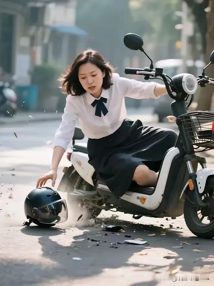 香消玉殒，美丽就这样定格瞬间一位女老师因捡拾滚落的头盔而意外身亡的悲剧，撕开