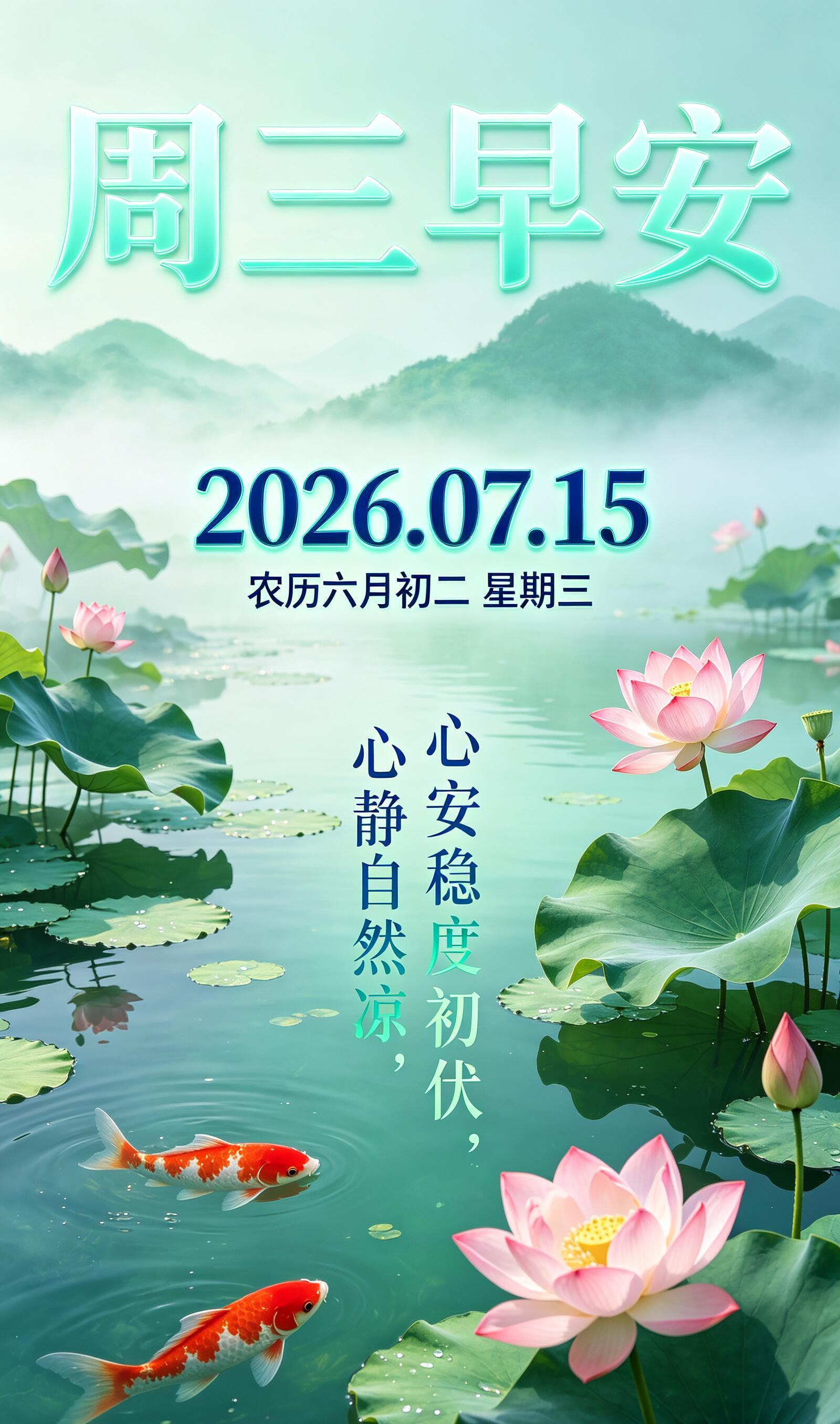 2026.7.15周三早安祝福图片海报壁纸拿图吱一声噢～