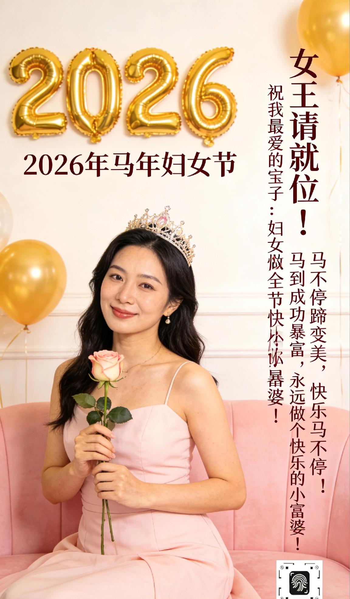 马年妇女节，女王请就位！祝我最爱的宝子：马不停蹄变美，马到成功暴富，烦恼全清零，