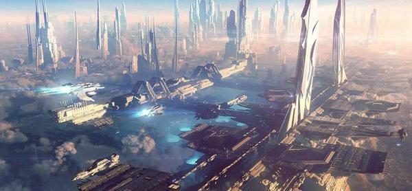 未来科幻城市手绘图