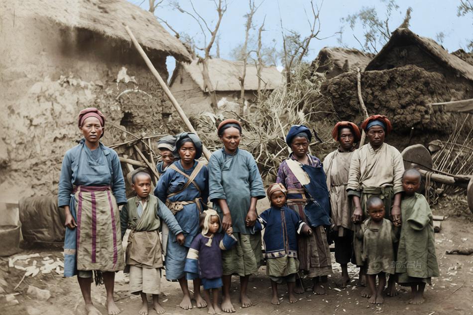 这张老照片拍摄于20世纪上半叶，重庆地区（旧巴渝或川东乡村）的一个普通农家家庭合