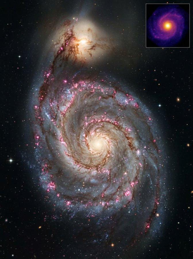 潜入梅西耶51的宇宙之舞——漩涡星系，这是一个令人惊叹的螺旋杰作，在猎犬座中以约
